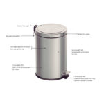 Lixeira com Pedal Tramontina Brasil Plus em Aço Inox com Acabamento Acetinado e Balde Interno 20 L - Imagem 4