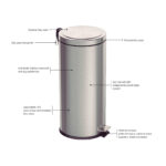 Lixeira com Pedal Tramontina Brasil Plus em Aço Inox com Acabamento Acetinado e Balde Interno 30 L - Imagem 4